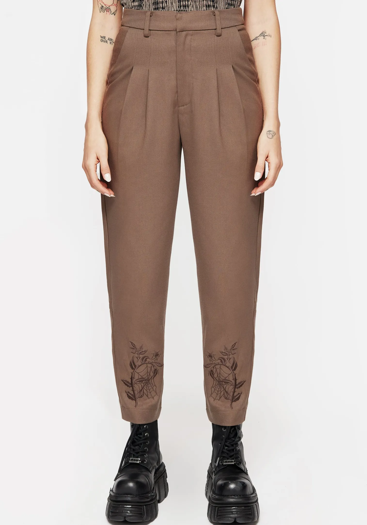 Hazel Embroidered Slim Tailored Trousers