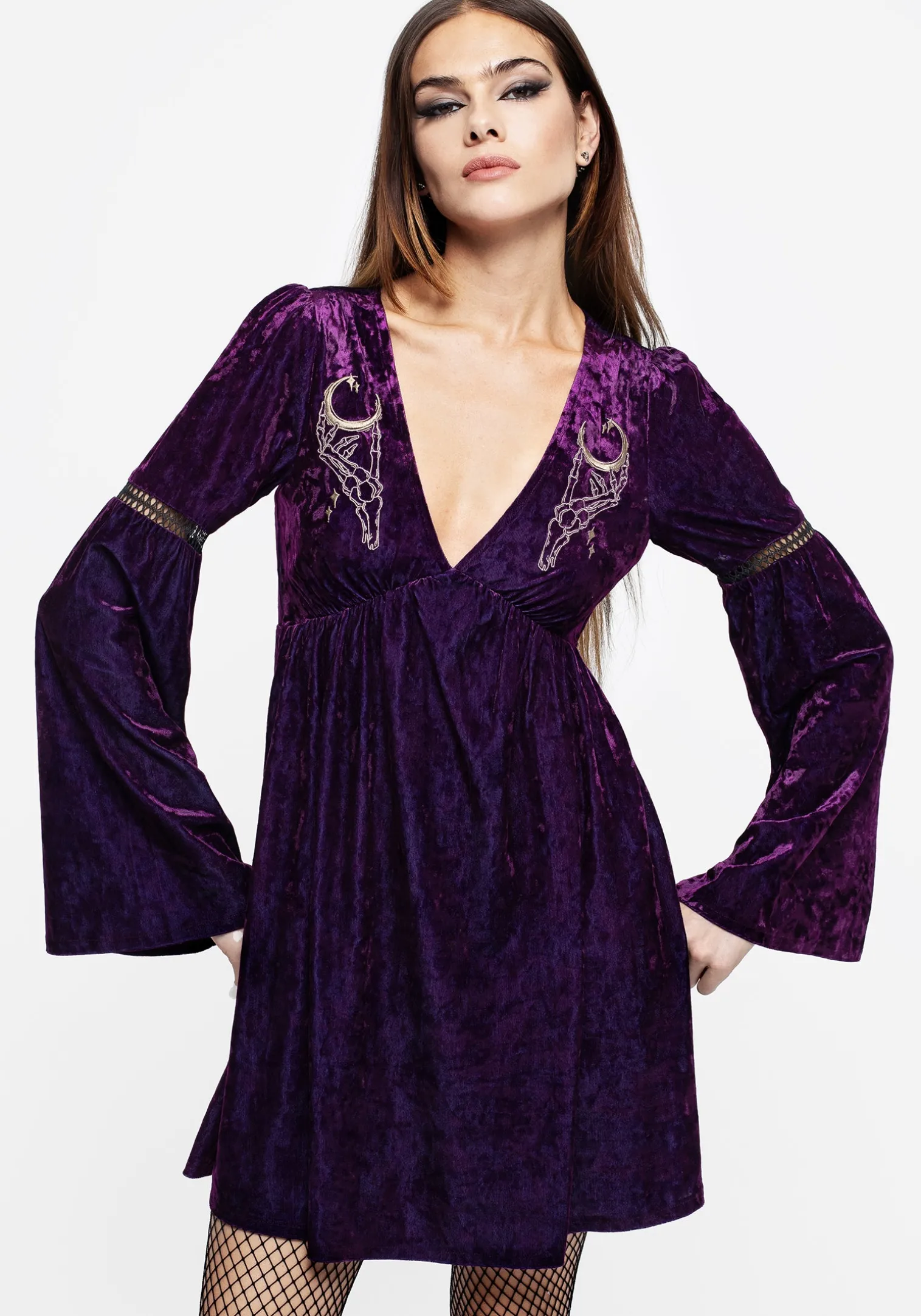 Heartache Crushed Velour Lace Mini Dress