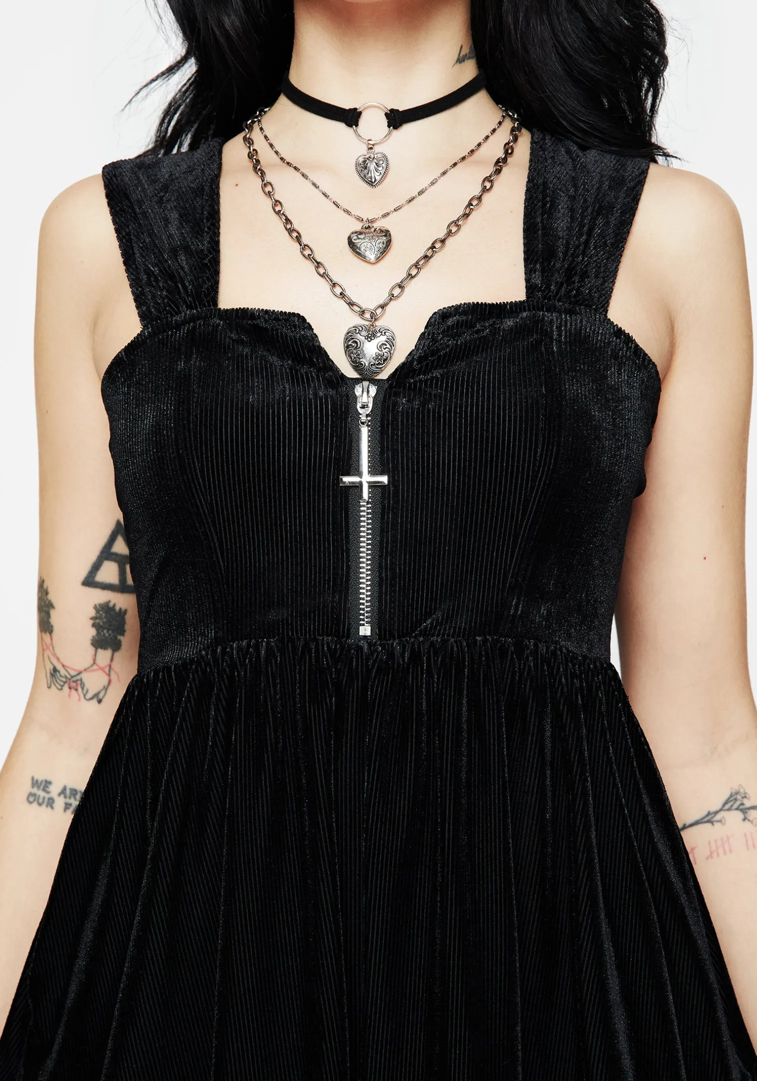 Heartless Zip Front Mini Dress
