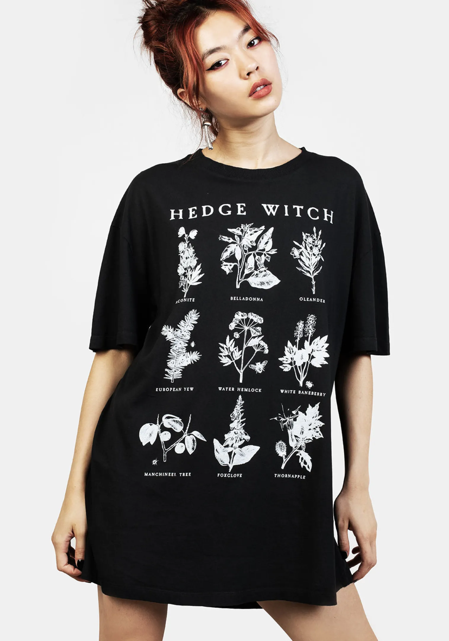 Hedgewitch Black Garment Washed Oversized Tee Dress