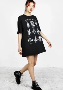 Hedgewitch Black Garment Washed Oversized Tee Dress