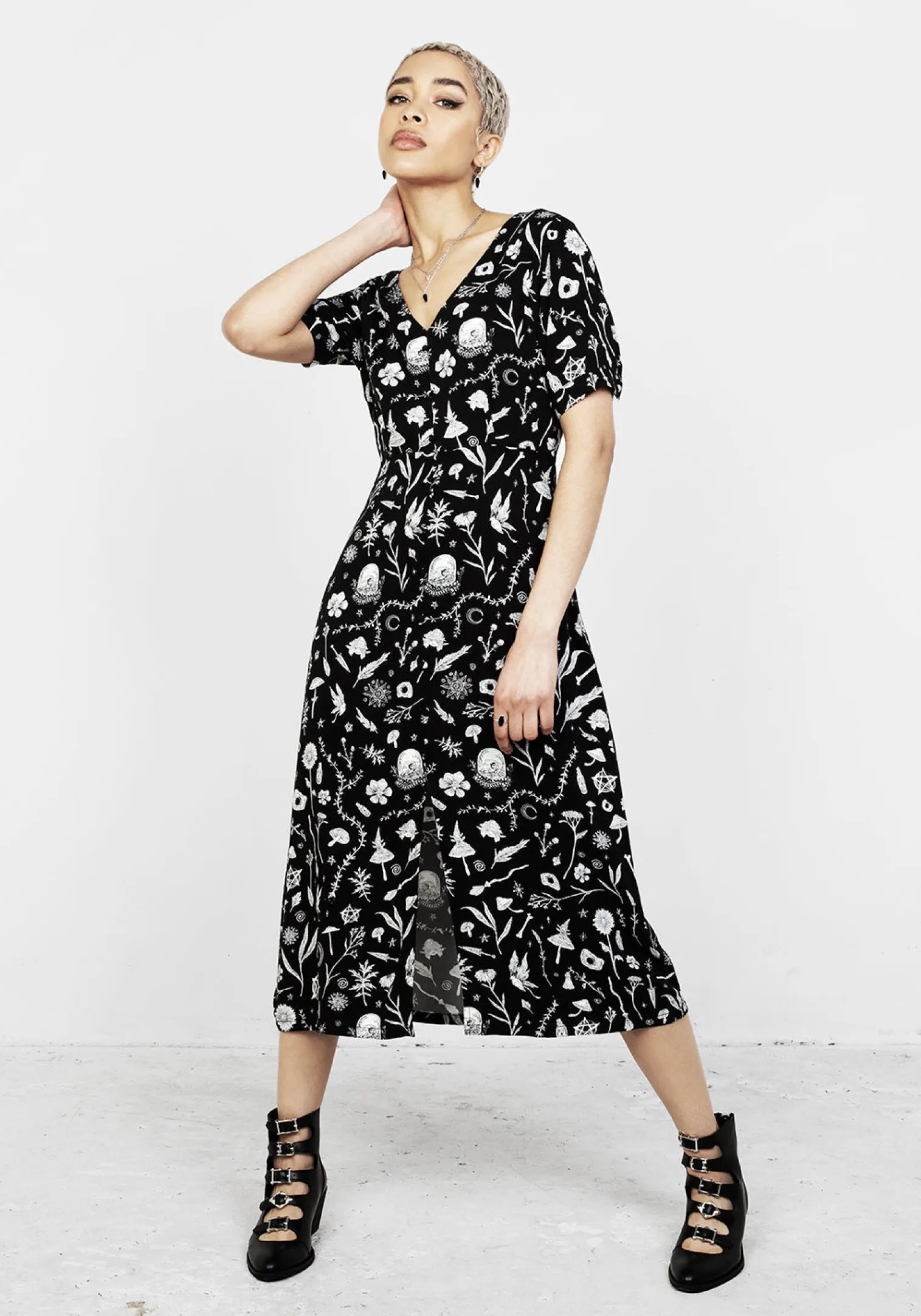 Hedgewitch V-neck Midi Dress