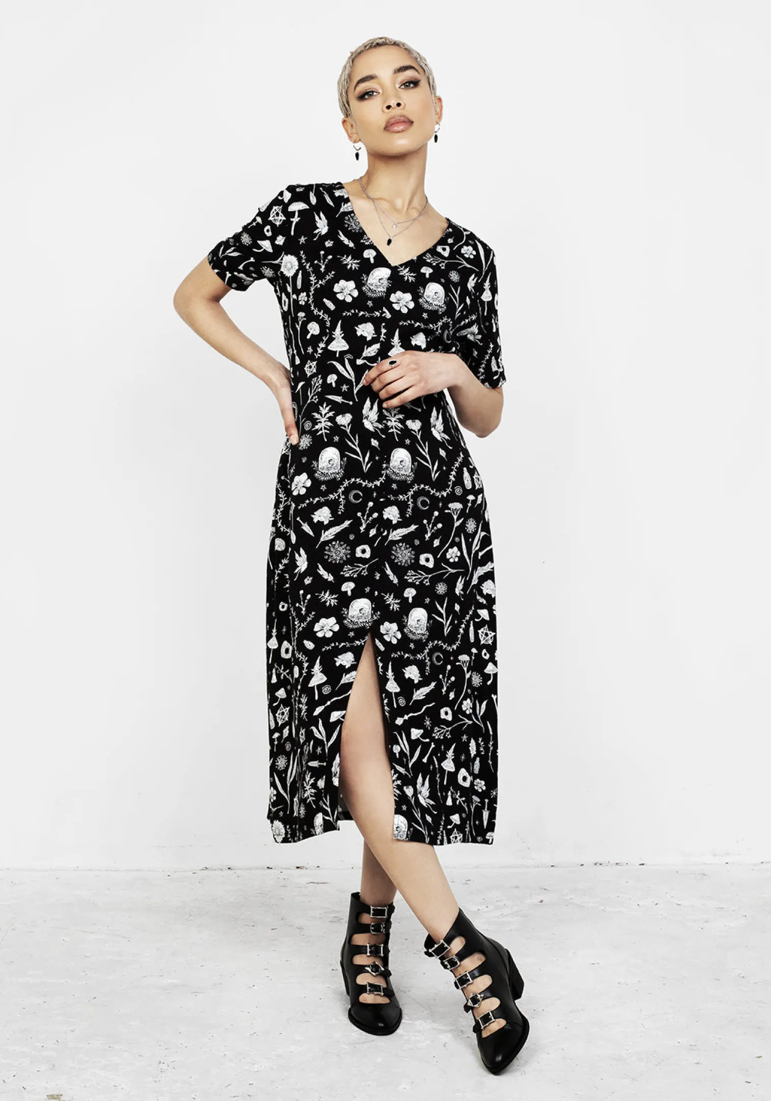 Hedgewitch V-neck Midi Dress