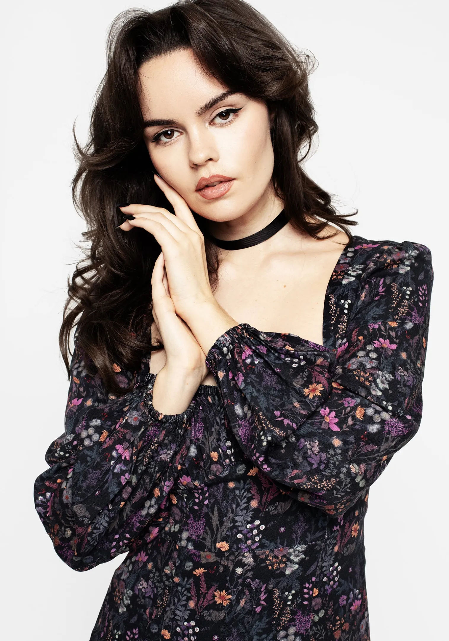 Heliotrope Floral Print Midi Dress