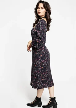 Heliotrope Floral Print Midi Dress
