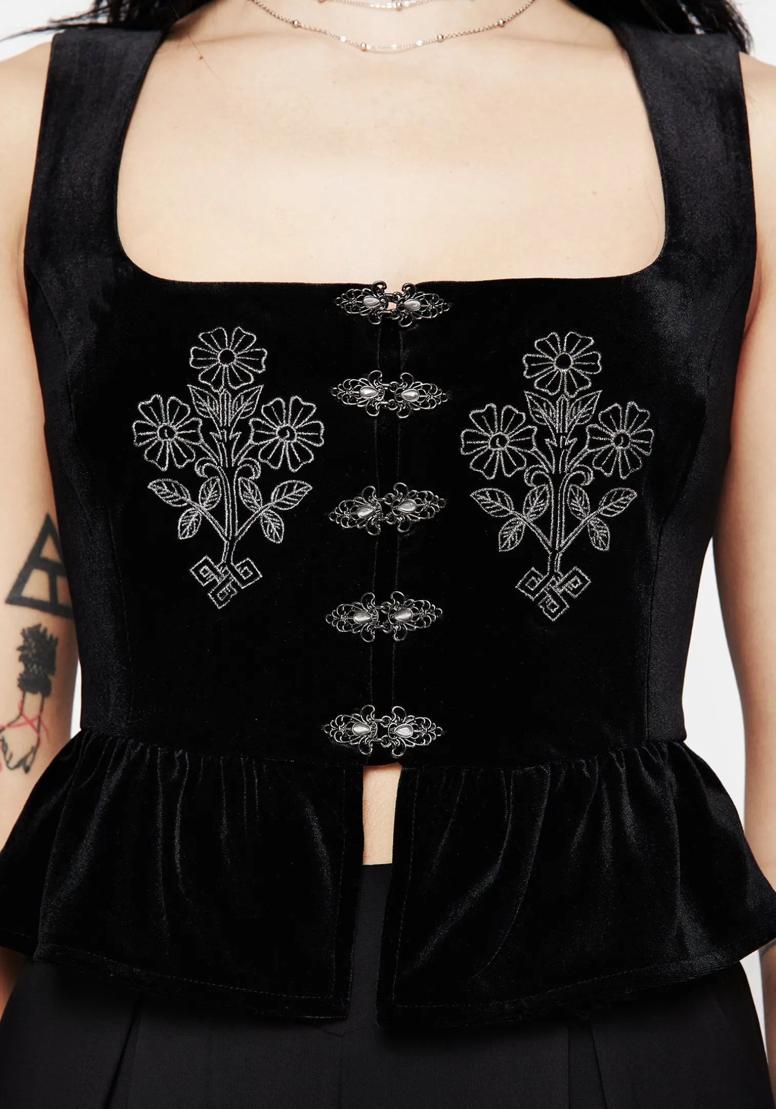 Hellebore Floral Embroidered Waistcoat Top