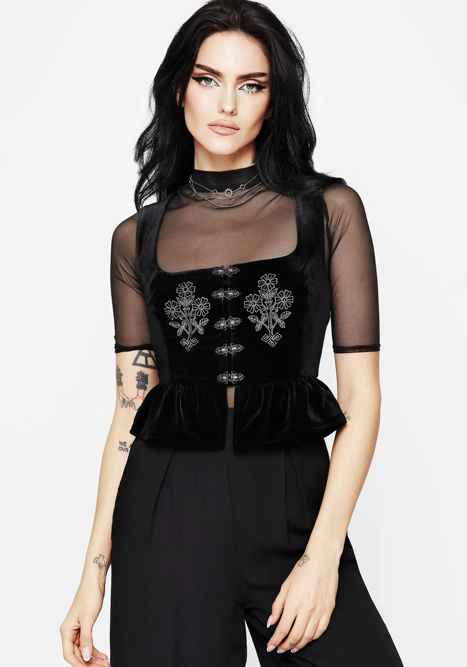 Hellebore Floral Embroidered Waistcoat Top