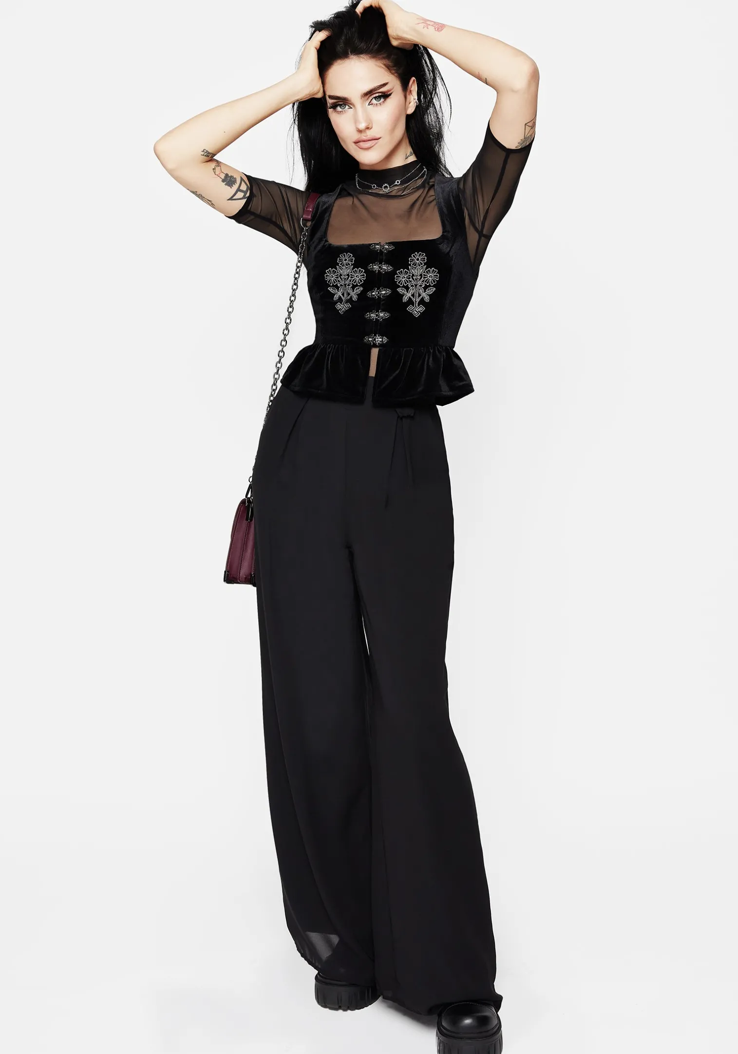 Hellebore Floral Embroidered Waistcoat Top