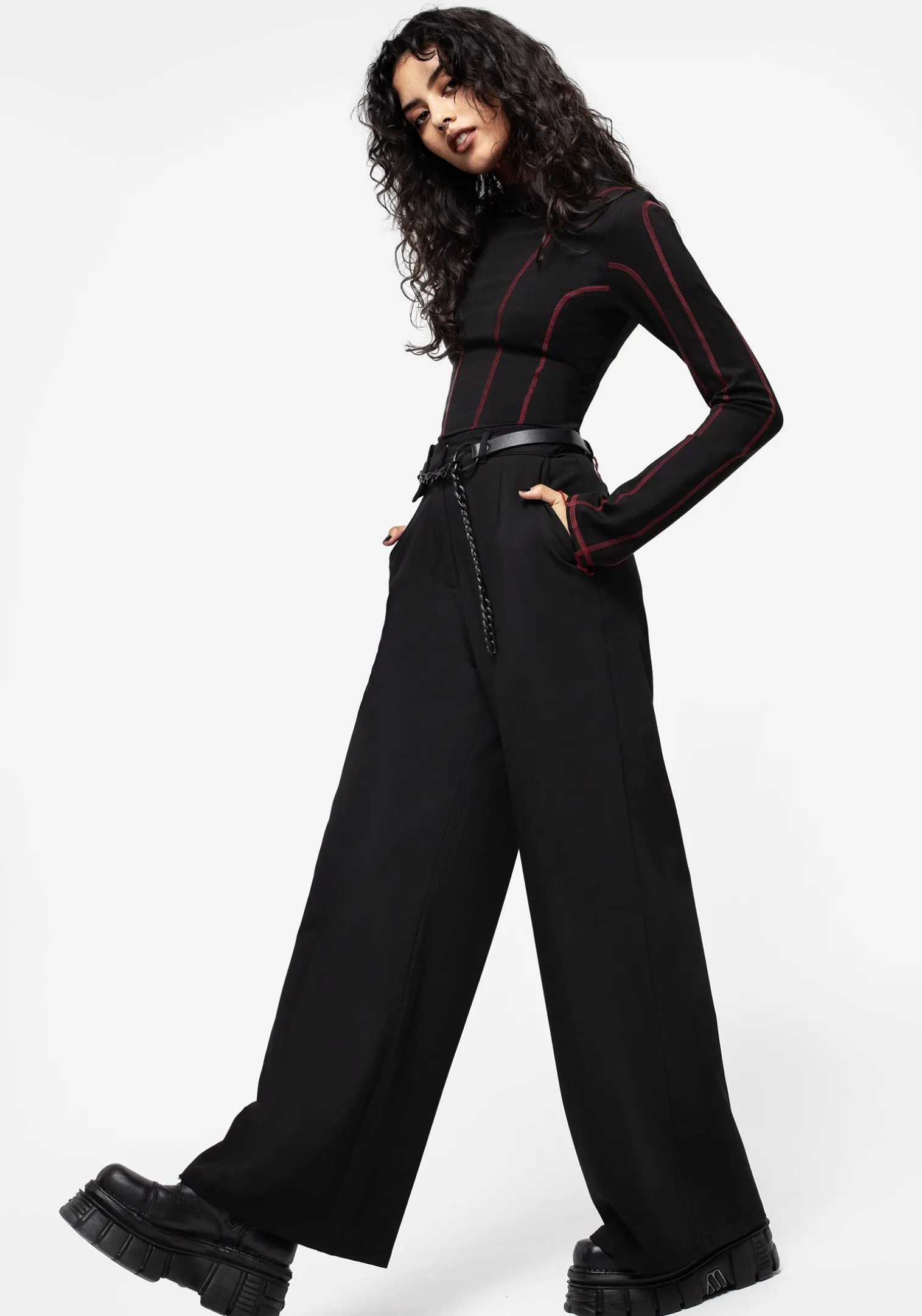 Hellion Chain Belt Wide Leg Trousers