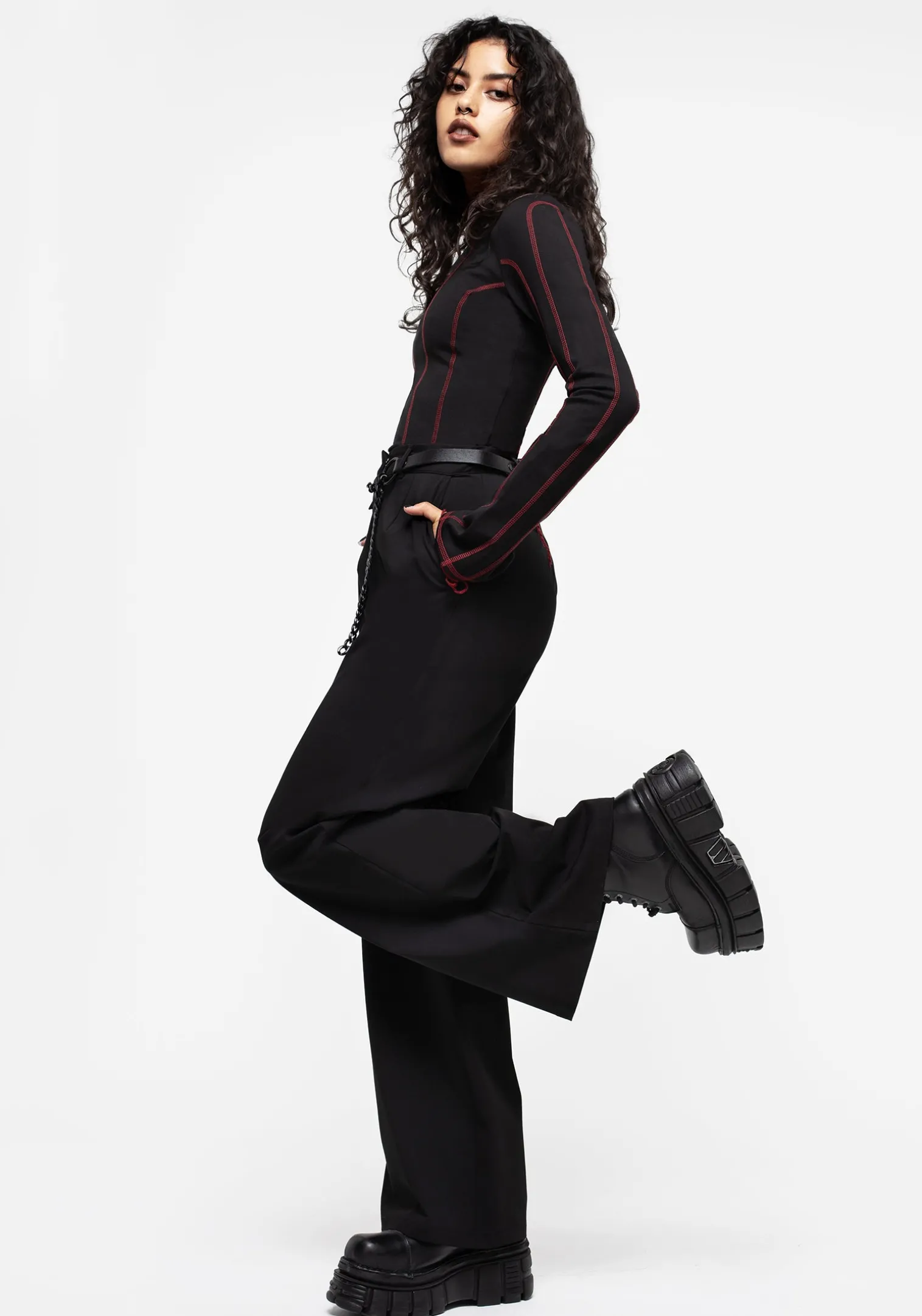 Hellion Chain Belt Wide Leg Trousers