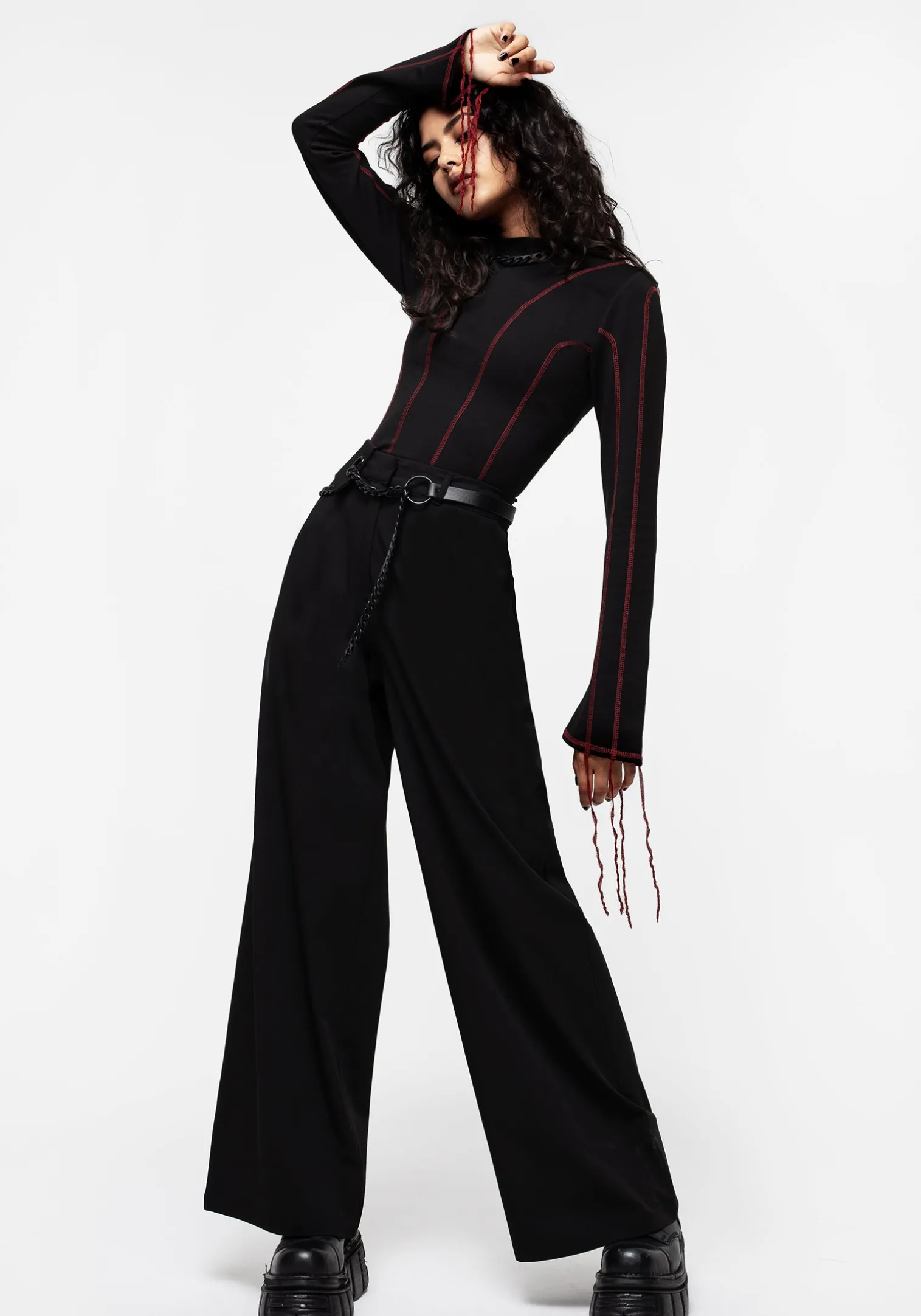 Hellion Chain Belt Wide Leg Trousers