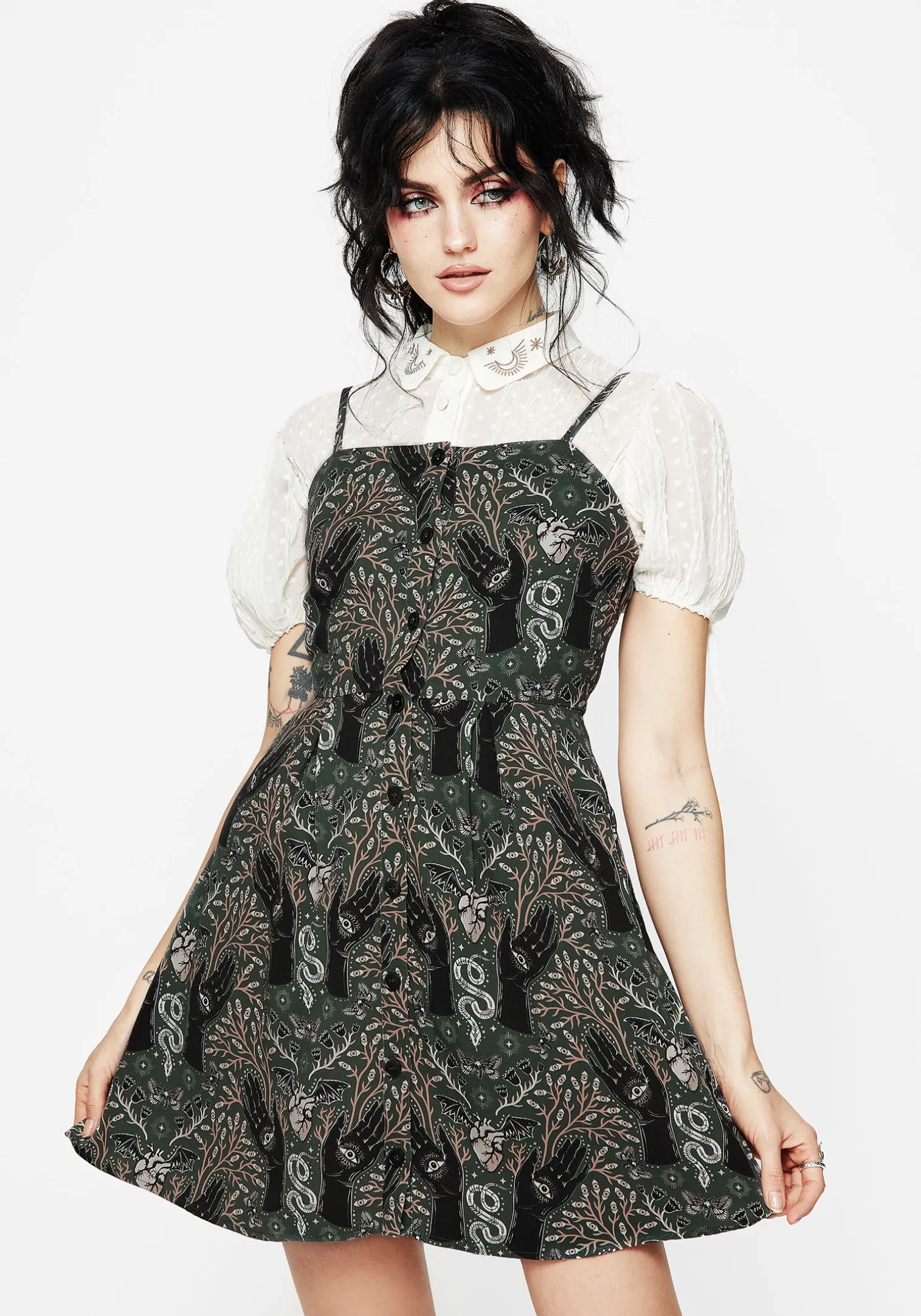 Hemlock Mini Apron Dress - Green