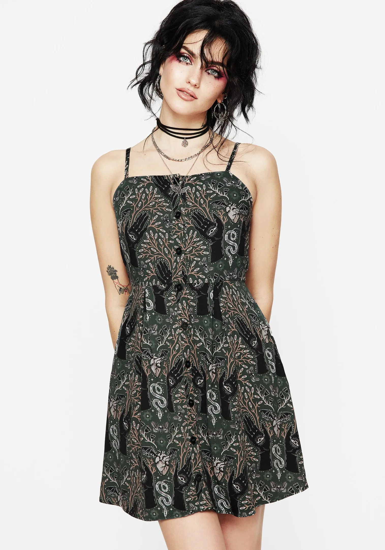 Hemlock Mini Apron Dress - Green