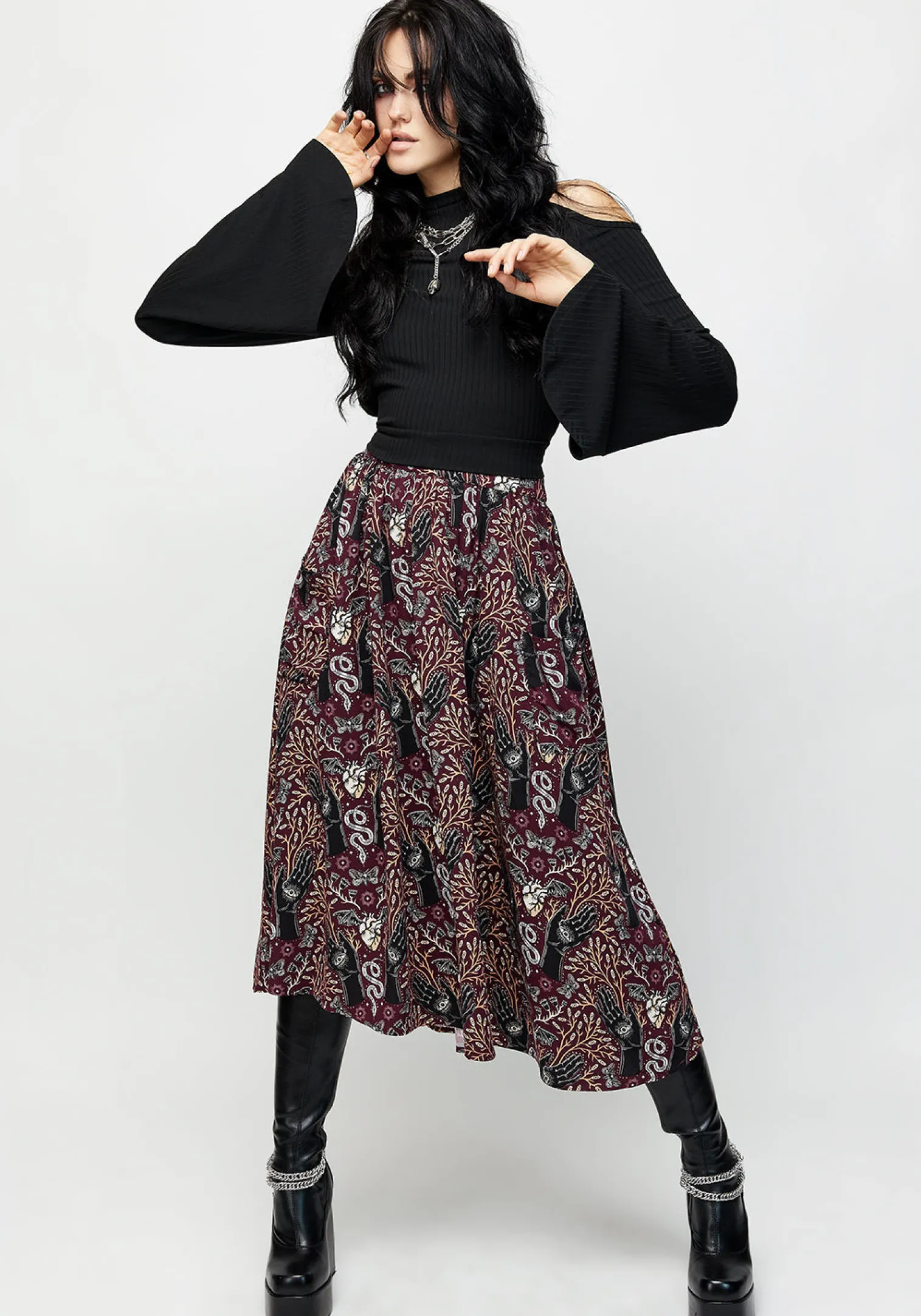 Hemlock Tie Detail Midi Skirt