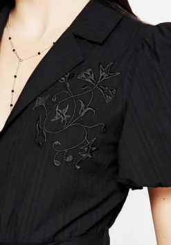 Herbalist Embroidered Mini Shirt Dress