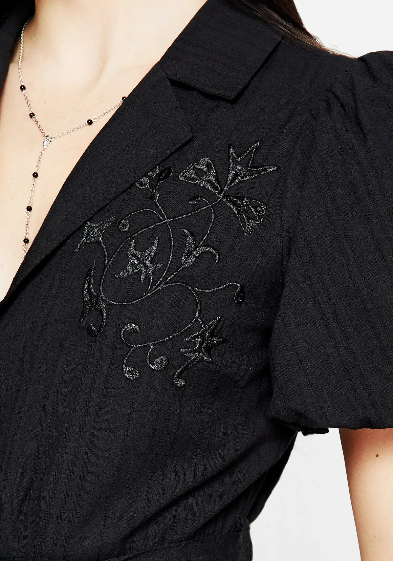 Herbalist Embroidered Mini Shirt Dress