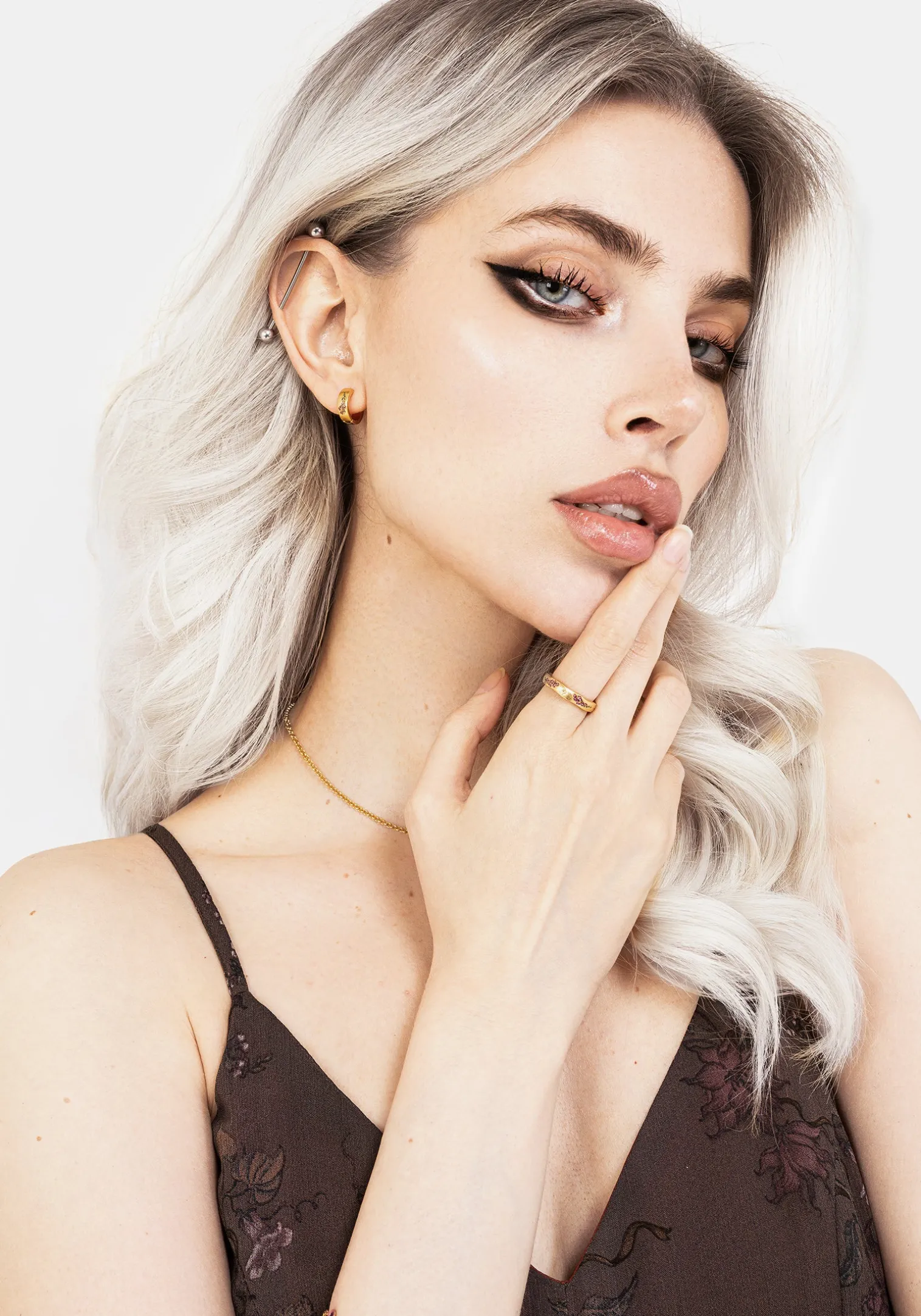 Hermia Foxglove Hoop Earrings