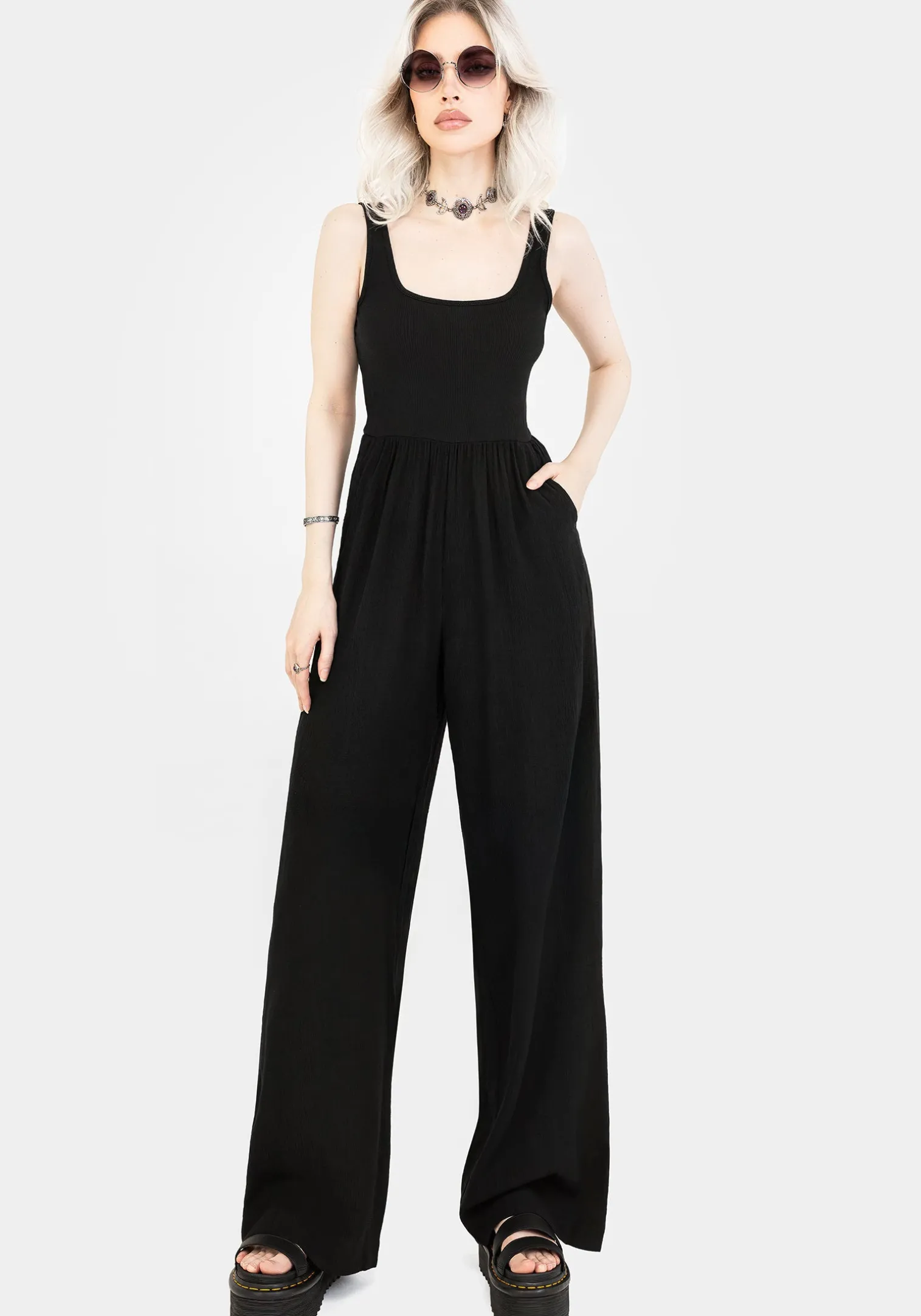 Herne Contrast Wide Leg Jumpsuit