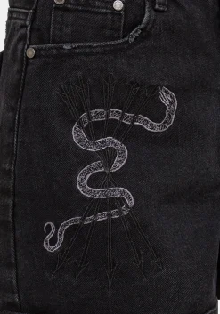 Heroica Embroidered Denim Mom Shorts