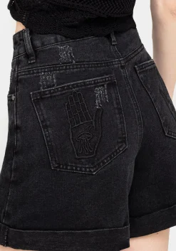 Heroica Embroidered Denim Mom Shorts