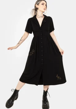 Hester Embroidered Button Up Midi Shirt Dress