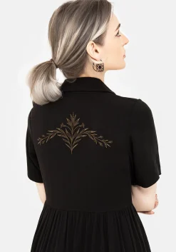 Hester Embroidered Button Up Midi Shirt Dress