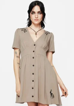 Hester Embroidered Button Up Mini Dress