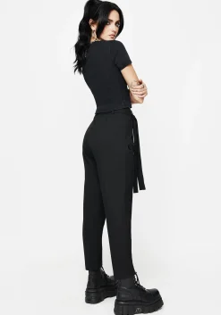 Hester Embroidered Tapered Trousers - Black
