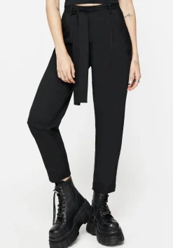 Hester Embroidered Tapered Trousers - Black