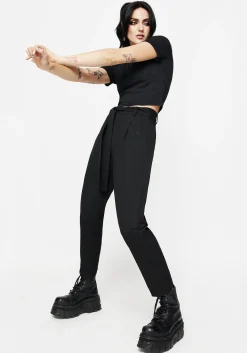 Hester Embroidered Tapered Trousers - Black