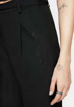 Hester Embroidered Tapered Trousers - Black