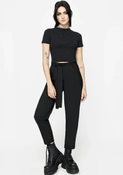 Hester Embroidered Tapered Trousers - Black