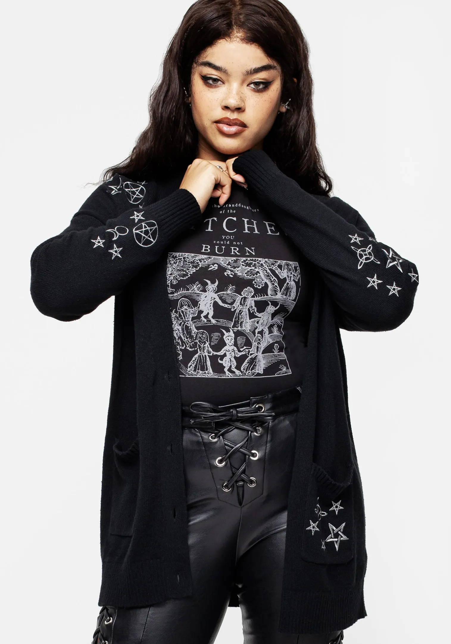Hex Embroidered Cardigan