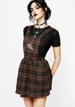 Hickory Embroidered Check Mini Pinafore Dress