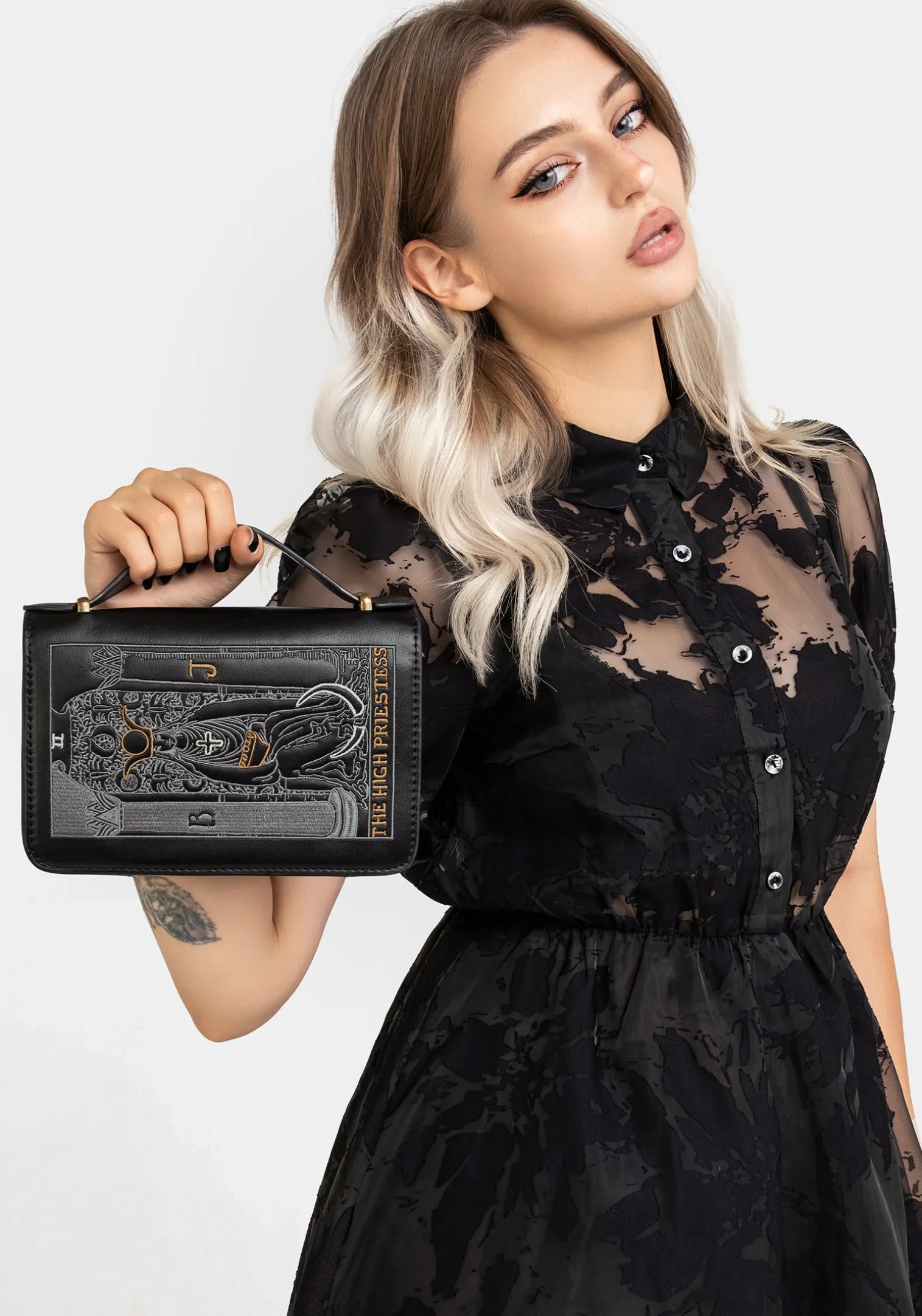 High Priestess Embroidered Crossbody Clutch Bag