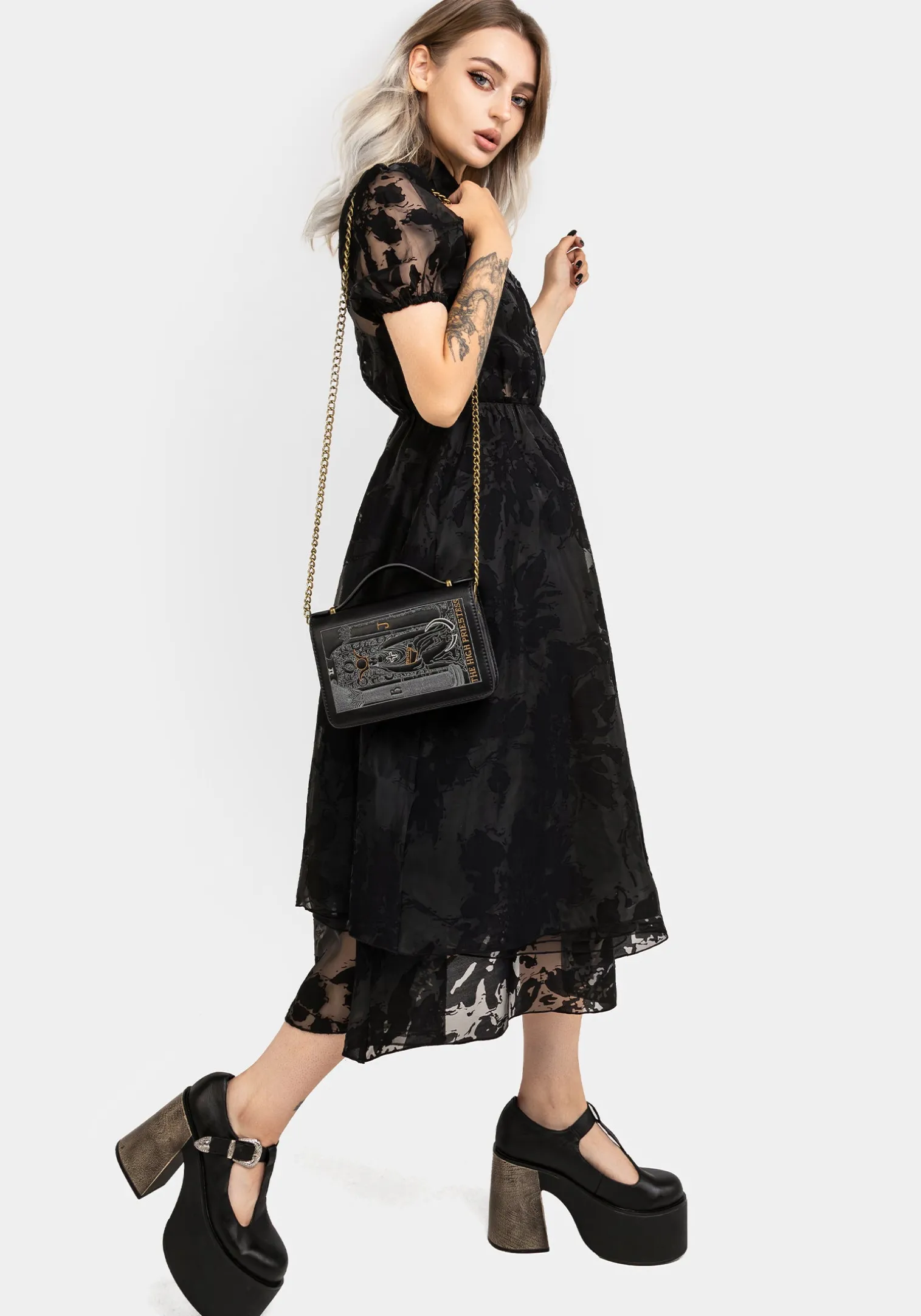 High Priestess Embroidered Crossbody Clutch Bag