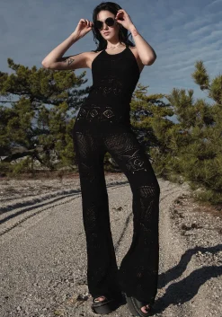 Hooked Pointelle Flare Trousers