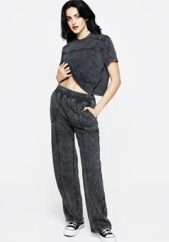 Ianthe Acid Wash Straight Leg Sweatpants
