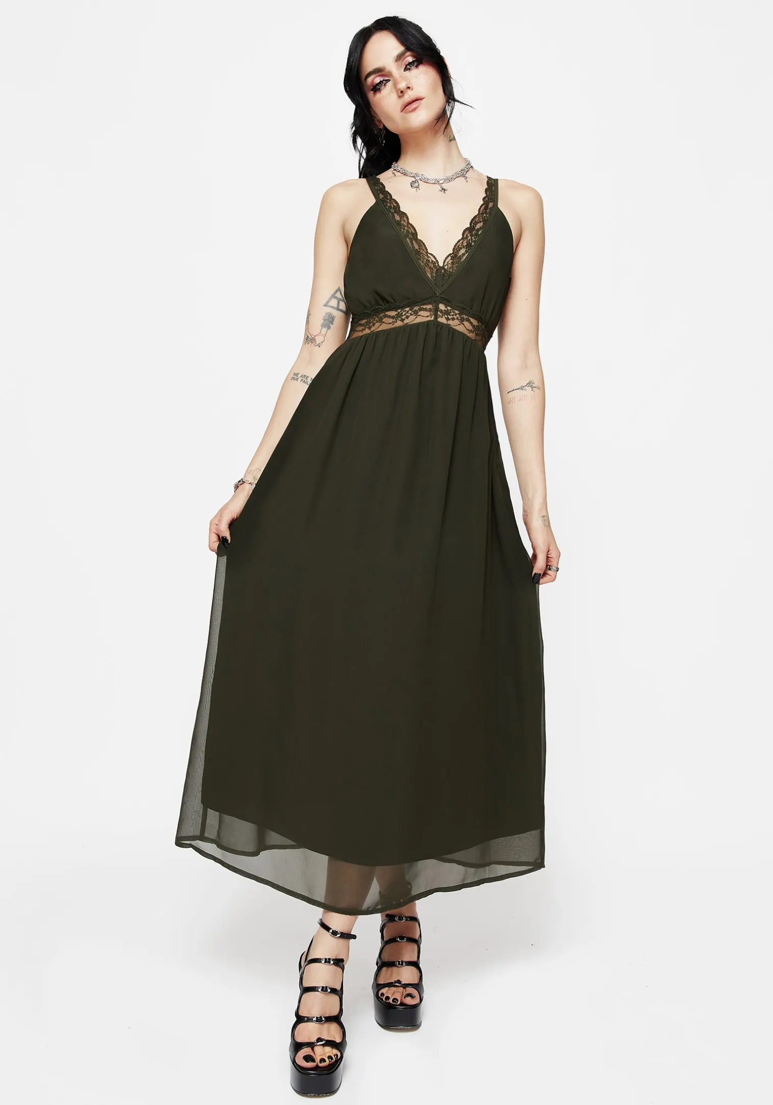 Idalia Lace Insert Cami Midi Dress