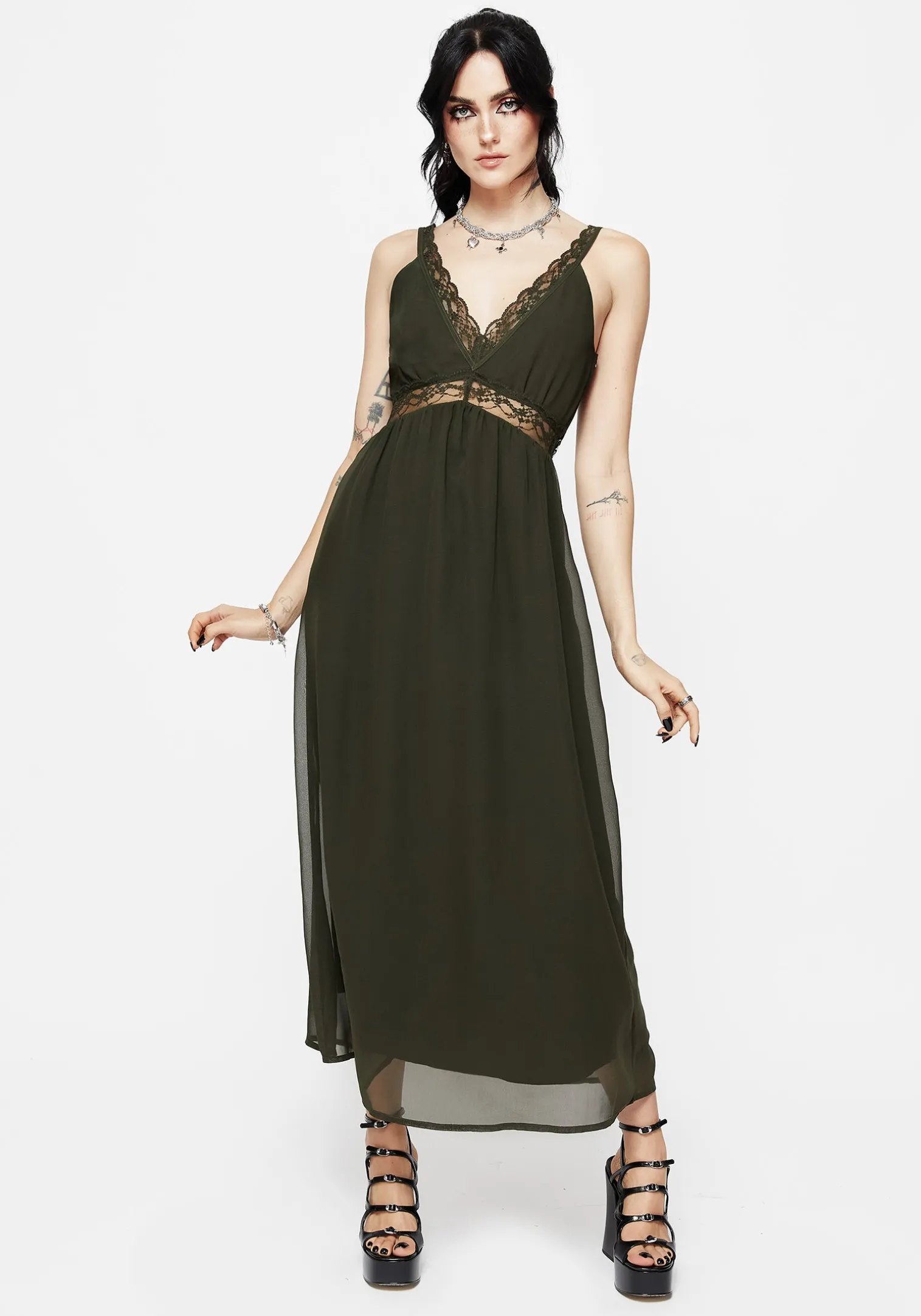 Idalia Lace Insert Cami Midi Dress