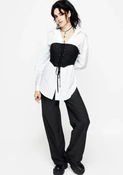 Inanna Embroidered Lace Up Corset Top