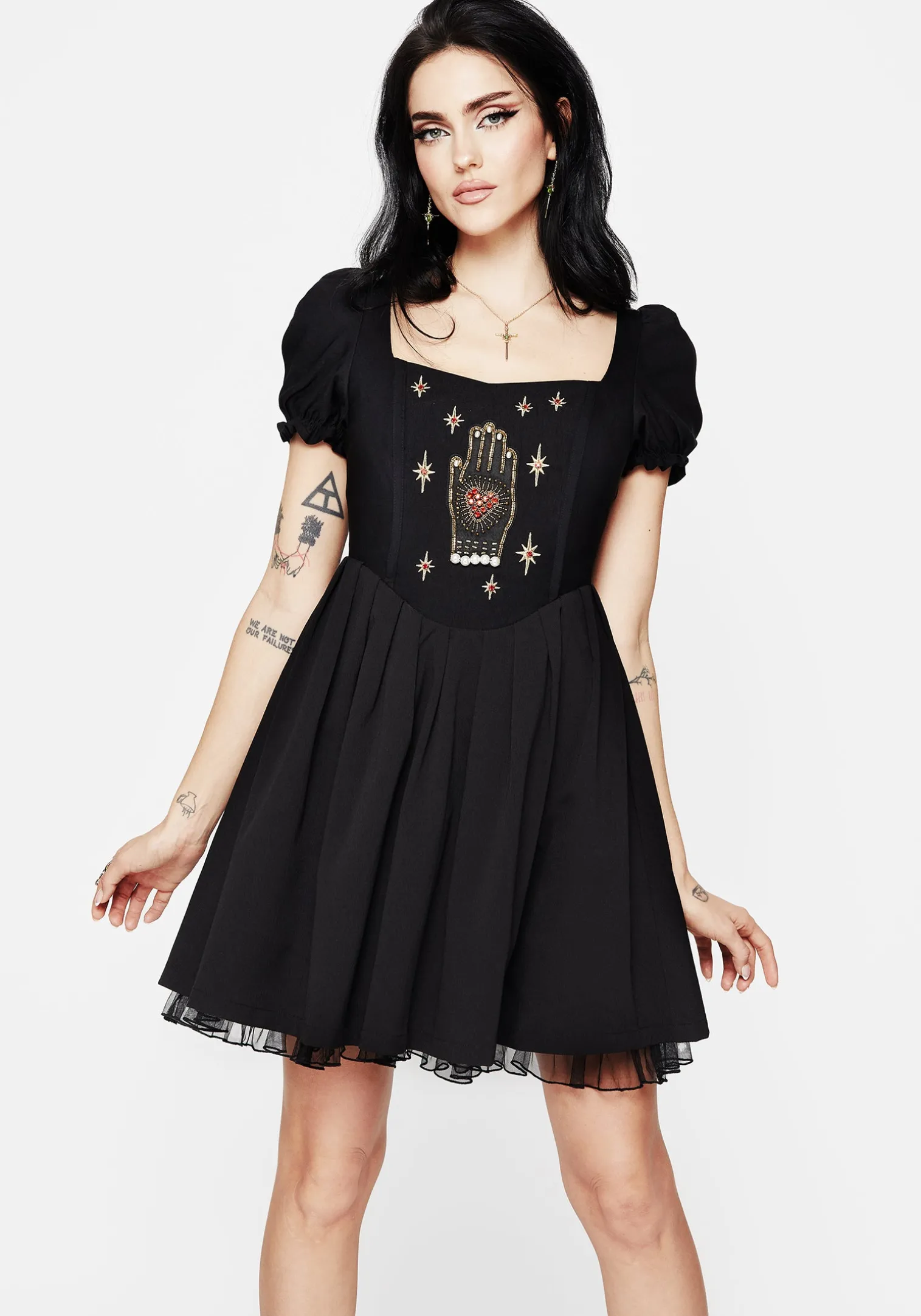 Ingrid Embroidered Applique Corset Mini Dress