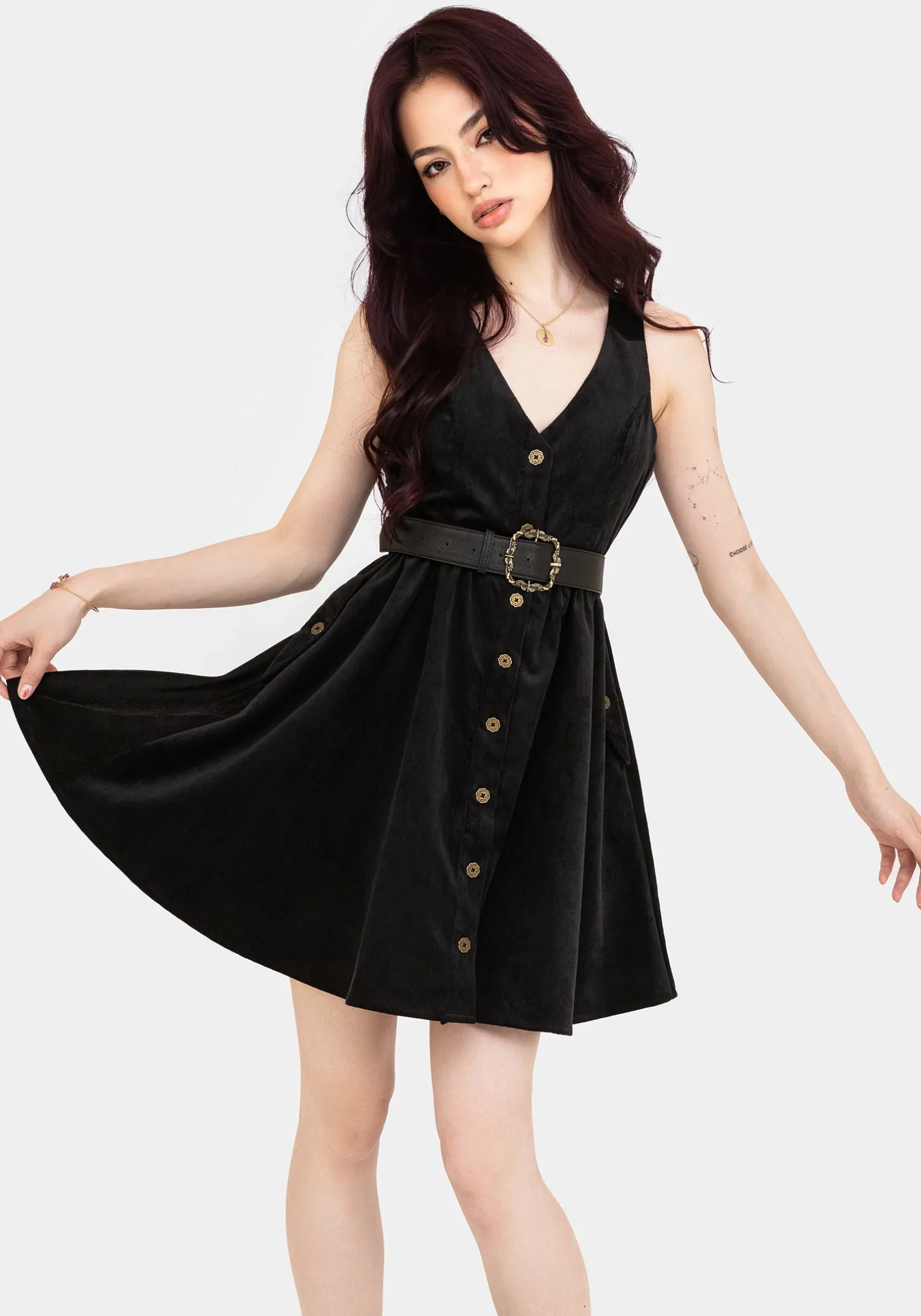 Iris Button Up Pinafore Mini Dress
