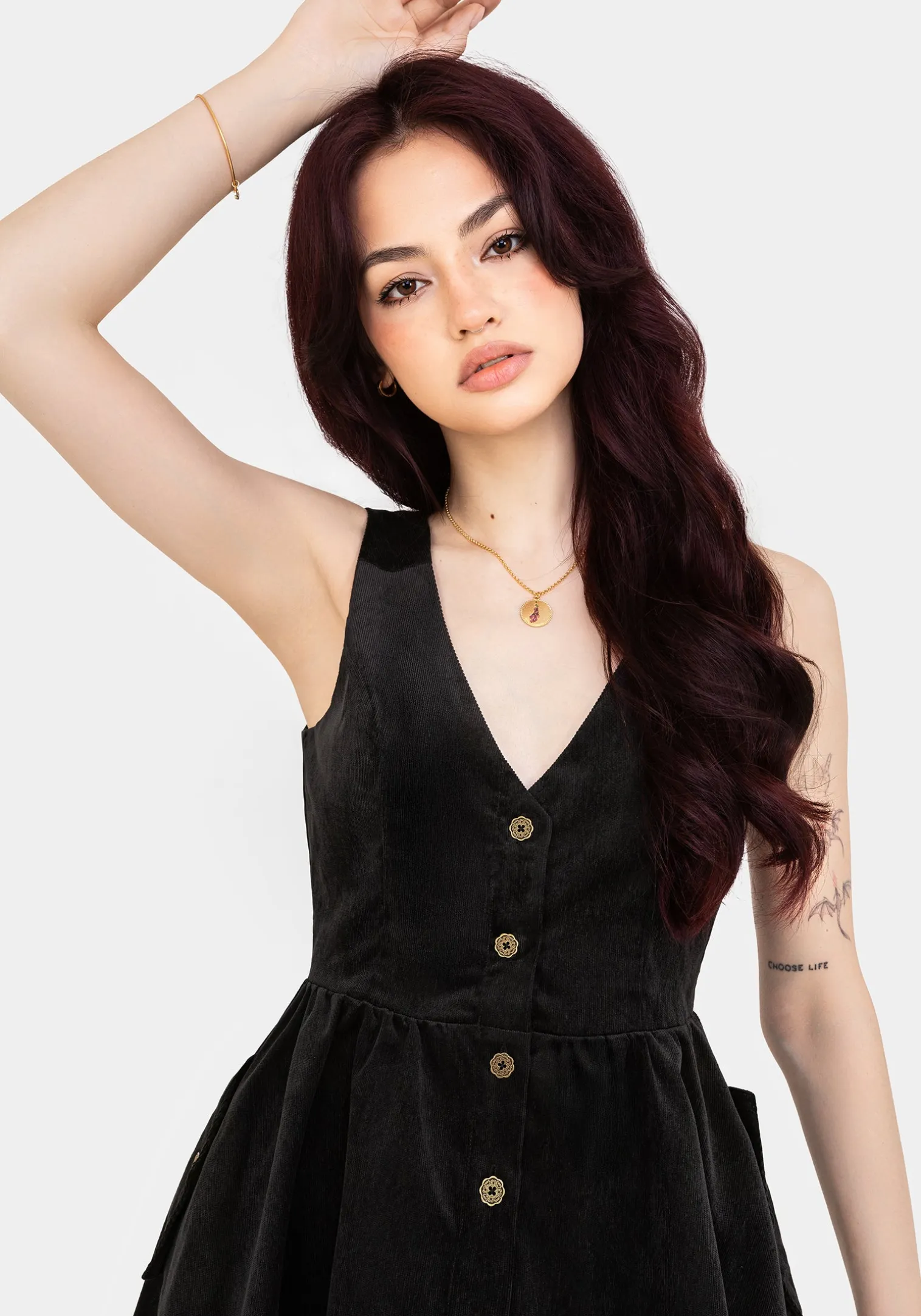Iris Button Up Pinafore Mini Dress