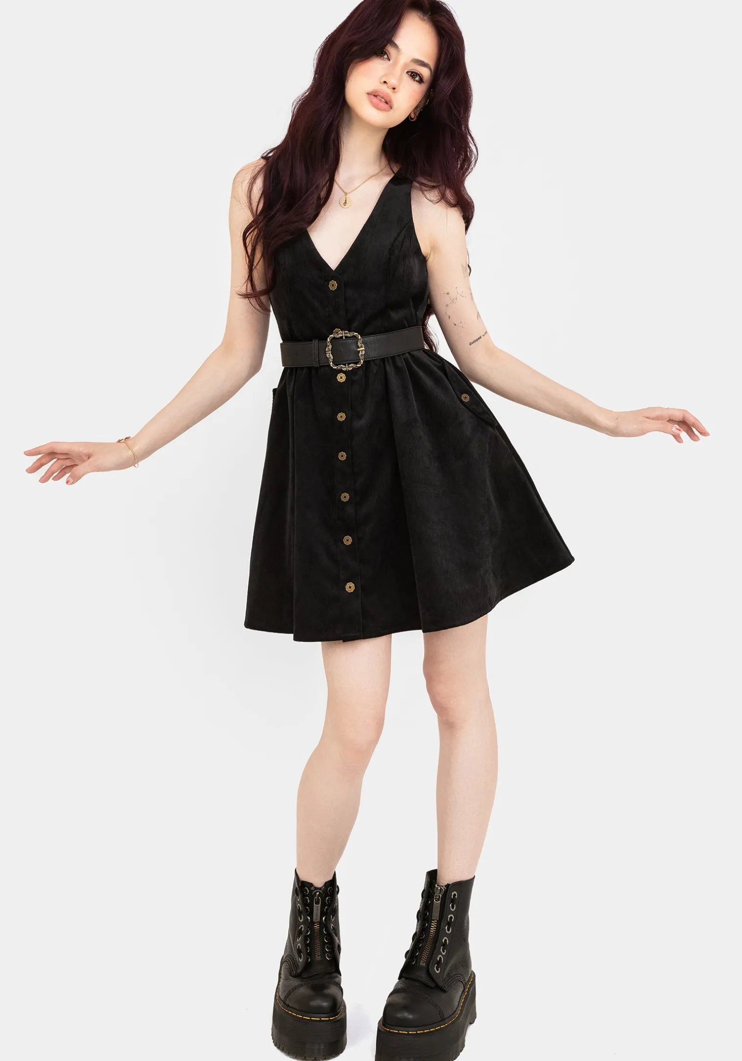 Iris Button Up Pinafore Mini Dress