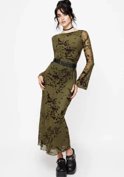 Jael Flocked Devoré Midi Dress