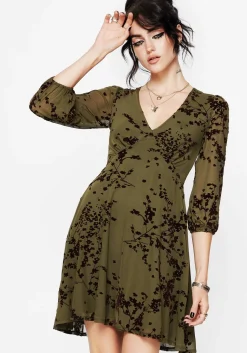 Jael Flocked Devoré Smock Mini Dress
