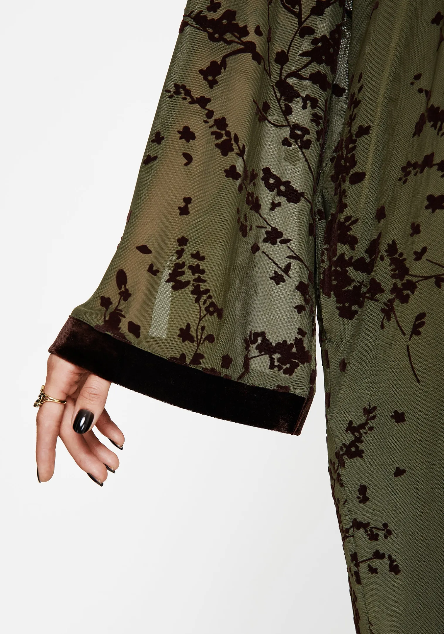 Jael Flocked Longline Mesh Kimono