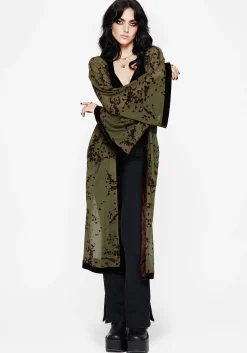 Jael Flocked Longline Mesh Kimono