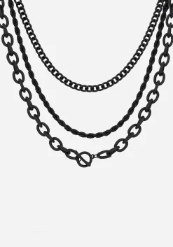 Jet Chunky Chain Layered Necklace